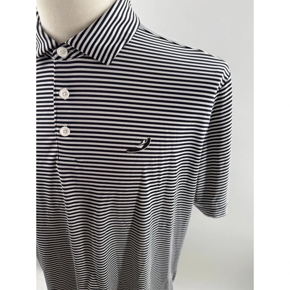 Columbia Golf Navy White Striped Mens Polo Shirt Large New - Picture 3 of 9